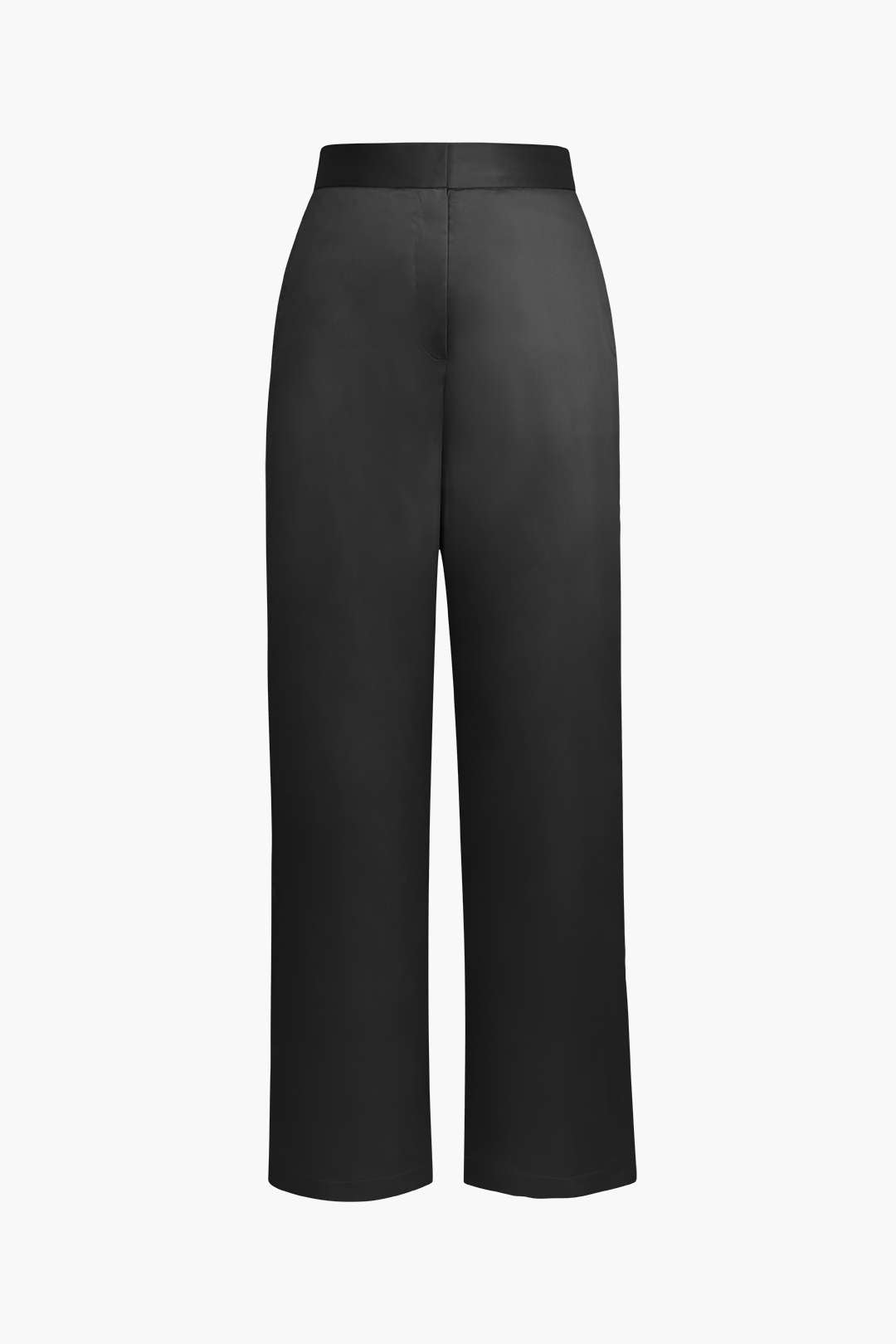 Satin High Waisted Straight Leg Trousers