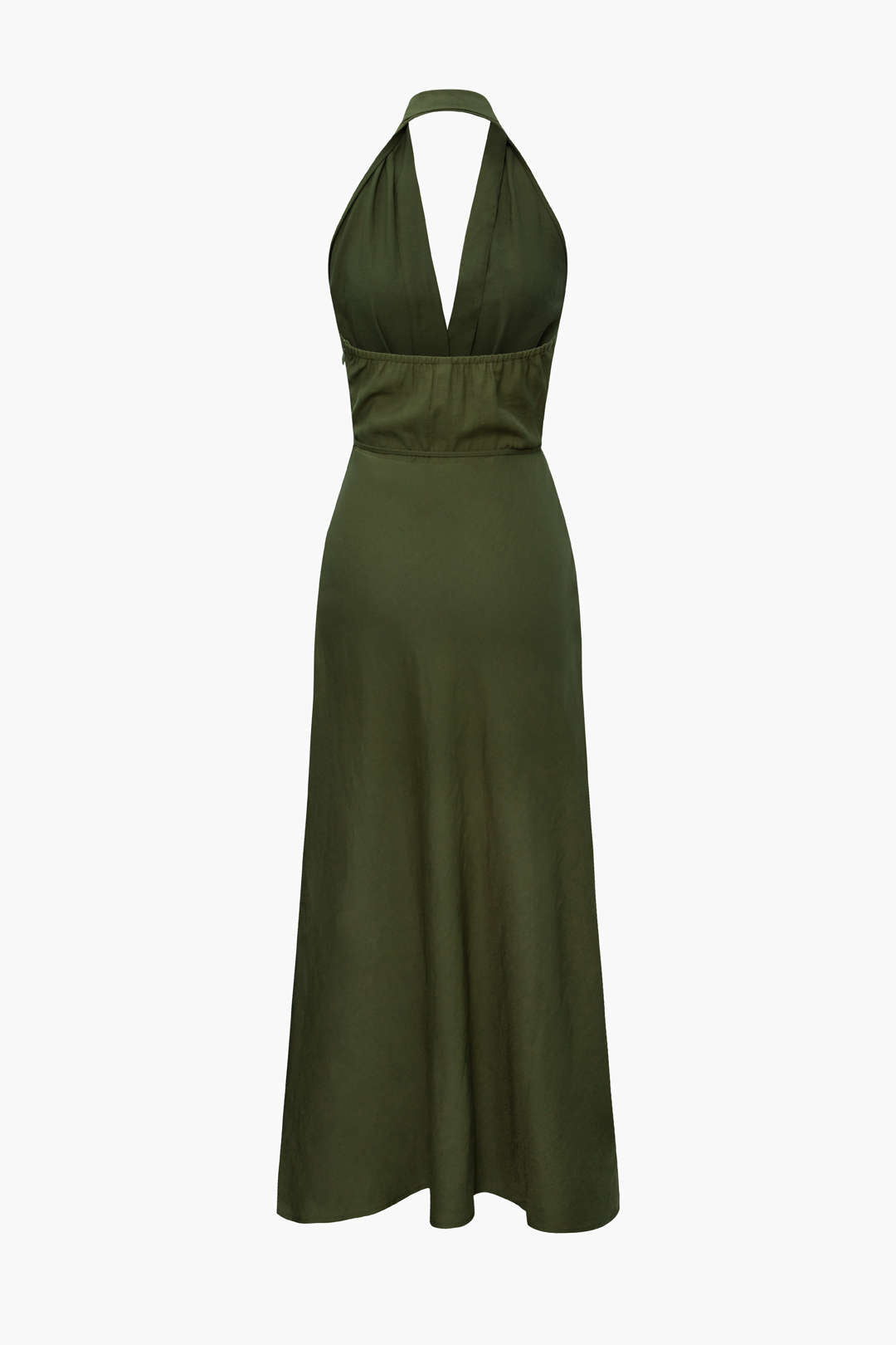 V-neck Tie Waist Halter Maxi Dress