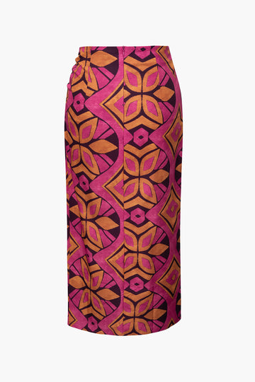 Colorful Geometric Print Wrap Skirt