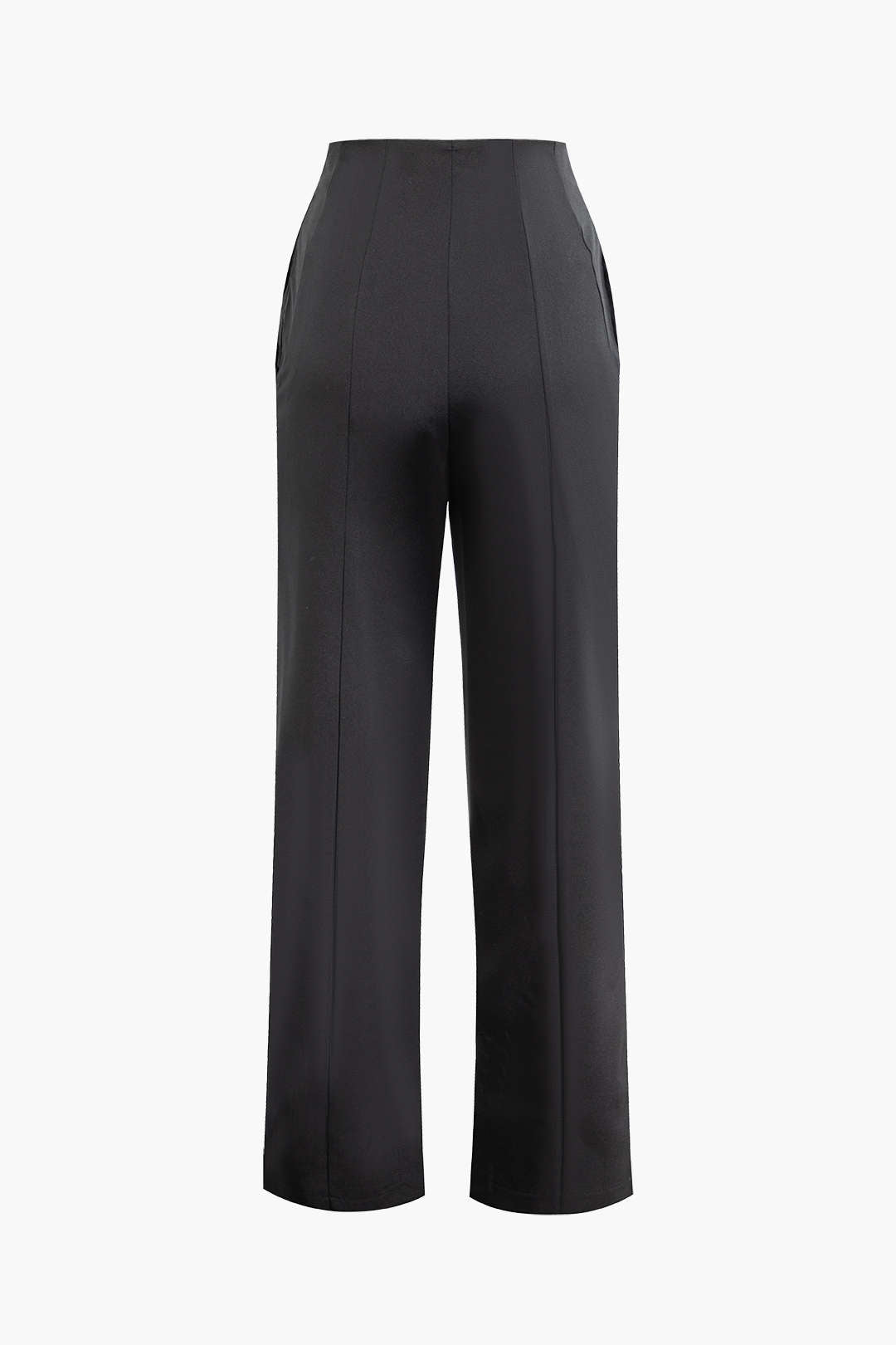 Pleated Slit Straight Leg Pants