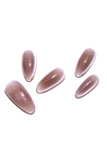 Crystal Cat Eye Almond Shape Handmade Nail Art