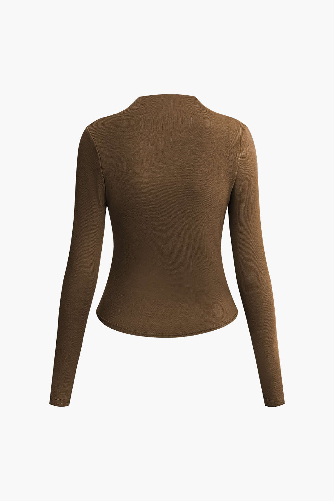 Solid Mock Neck Ruched Long Sleeve Top