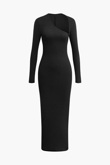 Asymmetrical Neck Slit Maxi Dress